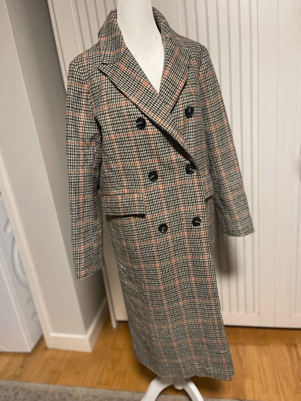 L'ECCOVE Helsinki Plaid Double Breasted Long Winter Coat